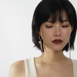 Silver Color New Arrival Round Bar Tassel Long Earrings For Women Temperament Sexy Pearl Earrings Fashion Korean Ins Jewelry