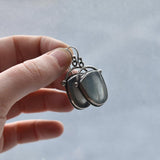 Lovely Dainty Gray Blue Stone Earrings for Women Party New Creative Shell Resin Antique Silver Color Drop Earrings Gift