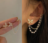 1PC New Fashion Gold Color Moon Star Clip Earrings For Women Simple Fake Cartilage Long Tassel Ear Cuff Jewelry