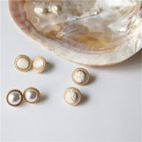 New Vintage Round Marble Opal Stone Big Stud Earrings For Women Fashion Temperament Simulated Pearl earrings