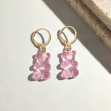 Maytrends Multicolor Resin Gummy Bear Drop Earrings for Women Cute Transparent Jelly Cartoon Bear Dangle Earring Trendy Jewelry