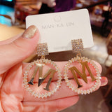 Luxury Vintage M Letter Leopard Drop Earrings for Women Round Circle Letter Dangle Earring Fashion Jewelry Gift New Arrival