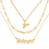 Maytrends Punk Pistol Rhinestone Pendant Necklace for Women Multilayer Crystal Dragon Choker Necklace Statement Jewelry Gift