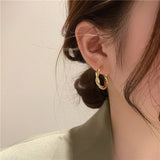 Maytrends Fashion Korean Metal Elegant Hoop Earring Woman New Vintage Geometric Statement Earrings Jewelry Brincos Gift