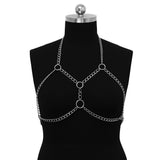 Maytrends Sexy Punk Metal Bikini Harness Bra Chest Body Chain for Female Heavy Breast Bra Choker Collar Nightclub Party Body Jewelry