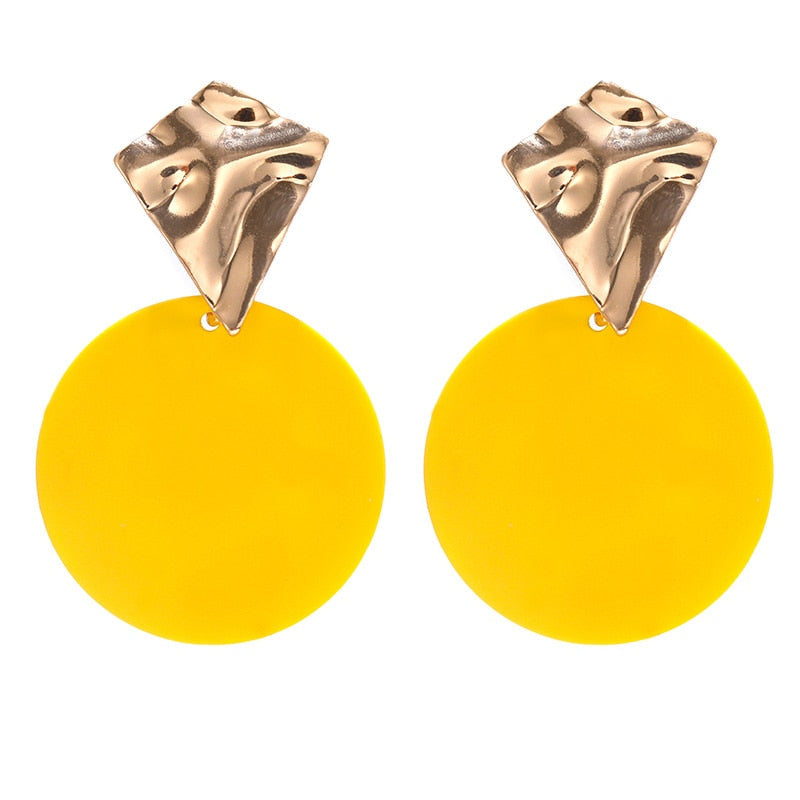 Maytrends Fashion Earrings For Women Metal Single Drop Dangle Earrings Vintage Statement Round Geometric Earring Fashion Jewelry