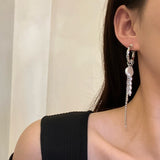 New Arrival Round Bar Tassel Long Earrings For Women Temperament Sexy Pearl Earrings Fashion Korean Ins Jewelry Gift