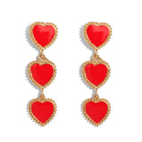 Maytrends Fashion White Red Heart Long Drop Earrings For Women Charm Lady's Street Style Statement Earrings Jewelry Accessories