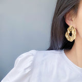 Maytrends New Geometric Irregular Drop Earrings for Women Unique Design Exaggerated Gold Color Hollow Metal Earrings Oorbellen