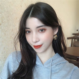 Golden Big hoop Earrings Korean Geometry Metal Earrings For women Female Retro Drop Earrings 2021 Trend Fashion Jewelry