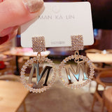 Luxury Vintage M Letter Leopard Drop Earrings for Women Round Circle Letter Dangle Earring Fashion Jewelry Gift New Arrival