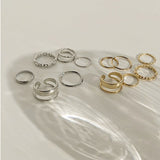 7 Pcs Punk Twist Joint Ring Sets For Women Hiphop Minimalist Gold Silver Color Geometric Rings Party Fashion Jewelry