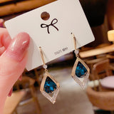 Korean Fashion Jewelry Exquisite Gold Plated Crystal Opal Stone Hoop Earrings for Women Geometric C-shaped Piercing Earrings