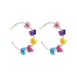 Maytrends New Colorful Fruits Heart Butterfly Shape Polymer Clay Beads Earring for Women Fashion Pearl Beaded Circle Drop Earrings Jewelry