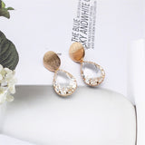 Korean New Design Fashion Jewelry White Transparent Irregular Crystal Earrings Luxury Simple Wedding Party Earrings for women