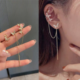 1PC New Fashion Gold Color Moon Star Clip Earrings For Women Simple Fake Cartilage Long Tassel Ear Cuff Jewelry