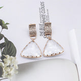 Korean New Design Fashion Jewelry White Transparent Irregular Crystal Earrings Luxury Simple Wedding Party Earrings for women