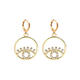 Maytrends Tiny Gold Color Drop Earrings for Women Girls Heart Cross Star Moon Eyes Vintage Pearl Crystal Dangle Earring Jewelry