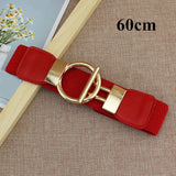 Maytrends Fashion Wide Waist Seal Belts Elastic Band Big Gold Buckle Belt Ladies Decoration Coat Sweater Belt Girdle Cummerbunds Gift