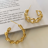 Fashion Distortion Interweave Twist Metal Circle Geometric Round Hoop Earrings for Women Accessories Retro Party Jewelry