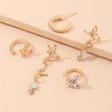 Temperament Butterfly Diamond Pendant  Earrings For Woman Korean Jewelry A Set Of Five Personality No Pierced Ear Clips Jewelry