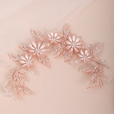 Maytrends Rose Gold Color Headbands Wedding Hair Accessories Crystal Flower Headband Hairbands Tiara Women Headdress Bridal Hair Jewelry