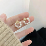 New Korean Design Trendy Sweet Cute Pearl Stud Earrings For Women Fashion Chic Big Elegant Earring Party Jewelry