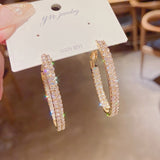 New Design Irregular U-shaped Gold Color Hoop Earrings For Woman Korean Crystal Fashion Jewelry Unusual Accessories Girls