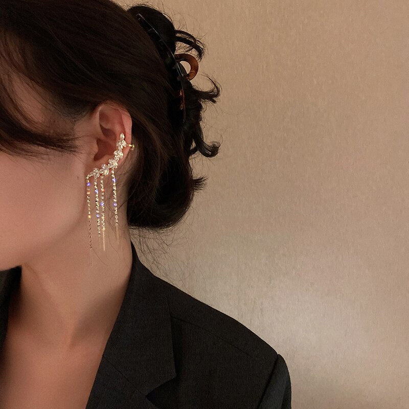 New Long Metal Tassels Temperament Senior Drop Earrings Contracted Geometric Circular Fashion Women Earrings Fine Accessories