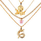 Maytrends Punk Pistol Rhinestone Pendant Necklace for Women Multilayer Crystal Dragon Choker Necklace Statement Jewelry Gift