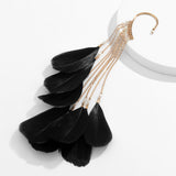 Maytrends 1pcs New Unusual Earrings Big White/Black/Red Color Feather Long Tassel Dangling Creative Clip Earrings For Women Party Jewelry