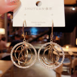 New Rhinestone Hoop Earrings Female Light Luxury Temperament Alloy Earrings Fashion Golden Earrings For Women Cute Party