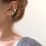 1PC New Fashion Gold Color Moon Star Clip Earrings For Women Simple Fake Cartilage Long Tassel Ear Cuff Jewelry