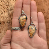 Lovely Dainty Gray Blue Stone Earrings for Women Party New Creative Shell Resin Antique Silver Color Drop Earrings Gift