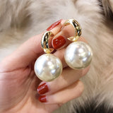 New Korean Design Trendy Sweet Cute Pearl Stud Earrings For Women Fashion Chic Big Elegant Earring Party Jewelry