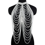 Maytrends Sexy Women Pearl Shawl Necklaces Bra Top Simple Chain Pendants Necklaces Sweater Chain Wedding Dress Jewelry Accessories