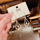 New Fashion Korean Oversized White Pearl Drop Earrings for Women Bohemian Golden Round Zircon Wedding Earrings Jewelry Gift