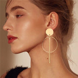 Golden Big hoop Earrings Korean Geometry Metal Gold Earrings For women Female Retro Drop Earrings  Trend Fashion Jewelry
