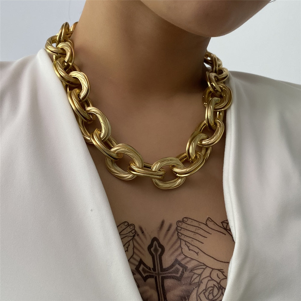 Maytrends Punk Miami Curb Cuban Chain Necklace Women Collares Rock Hip Hop Big Chunky Thick Choker Necklace Steampunk Men Jewelry