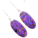 Ethnic Big Oval Purple Stone Drop Earrings Retro Jewelry Painting Crack Pattern Dangle Earrings for Women Pendientes