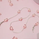 Maytrends Fashion Love Heart Pink Crystal Sunglasses Chain Romantic Transparent Bead Chain For Glasses Women Necklace Lanyard Jewelry