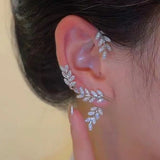 New Non-Piercing Crystal Leaves Ear Clips Leaf Ear Cuff For Women Fashion Gold Silver Color Cubic Zirconia Clip Earrings Jewelry