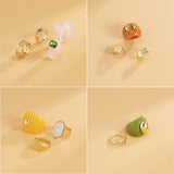 Maytrends New Ins Aesthetic Colorful Transparent Resin Acrylic Rings Set for Women Geometric Irregular Square Ring Jewelry