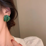 Maytrends New Korean Temperament Geometric Modelling Metal Drop Earrings Joker Green Atmosphere Hyperbole Style Sweet Women Earrings