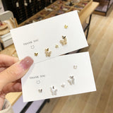 MENGJIQIAO New Korean Elegant Cute Rhinestone Butterfly Stud Earrings For Women Girls Boucle D&#39;oreille Jewelry Gifts