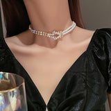 Korean Fashion Shining Full Rhinestone Choker Necklaces For Women Geometric Simple Luxury Crystal Necklaces Statement Jewelry