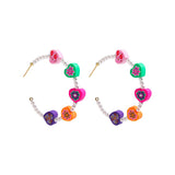 Maytrends New Colorful Fruits Heart Butterfly Shape Polymer Clay Beads Earring for Women Fashion Pearl Beaded Circle Drop Earrings Jewelry