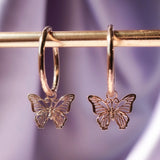 Delicate Rose Gold Color Butterfly Women Drop Earring Cute Bow Hoop Wedding Dancing Party Daily Wear New Trendy Jewelry