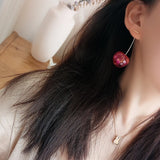 1Pair  Summer Cute Fruit Earrings Japan Chic Cherry Dry Flower Long Dangle Drop Earring Party Jewelry Gifts