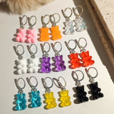 Maytrends Rainbow Color Resin Gummy Bear Hoop Earrings for Women Fashion Cute Cartoon Animal Circle Huggies Earrings Jewelry